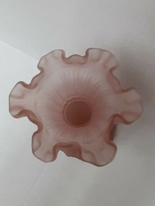 Vintage Fenton Wheat Vase 5858EJ Sunset Peach Pink Satin 7 1/2 
