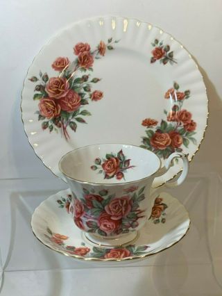 Royal Albert Centennial Rose Bone China Teacup Saucer & Dessert Plate Trio