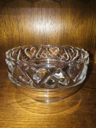 Tiffany And Co.  Hearts Of Glass Large Centerpiece Bowl Signed On Rim Euc