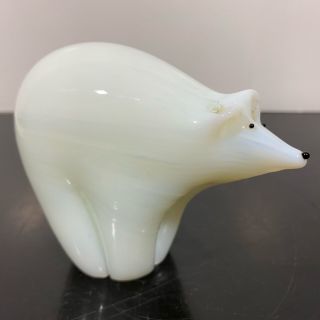 Vtg Signed Orient & Flume White Art Glass Studio Polar Bear Paperweight Figurine