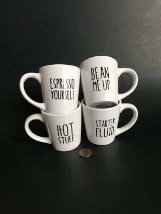 4 Rae Dunn Inspired Espresso Mini Espresso Cups Mugs Hot Stuff Beam Me Up Etc