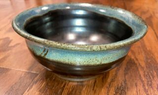 Hand Thrown Studio Pottery Bowl 6 " Blue And Brown Metallic Unsigned