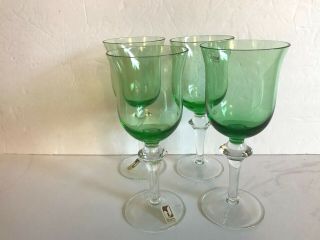 4 Denby Vintage Aurora Winterberry Green 7 Oz,  7 " Wine Goblets,  Glasses,  Set 4a
