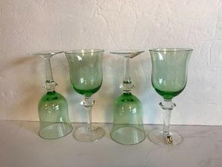 4 Denby Vintage Aurora Winterberry Green 7 Oz,  7 " Wine Goblets,  Glasses,  Set 7a