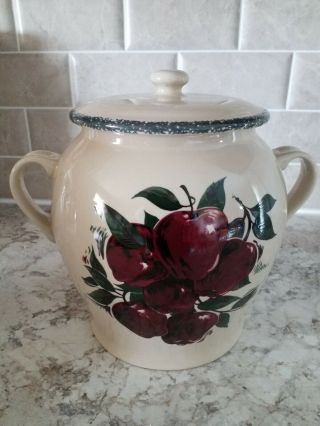 Home And Garden Party 8 " Canister Stoneware Pottery Apple 2005