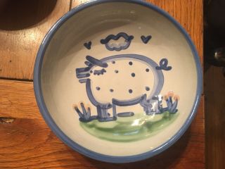 Two M A Hadley Pig 6” Cereal Bowls Signed