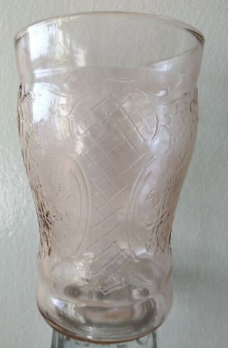 Federal Glass Pink Normandie " Bouquet & Lattice " Juice Tumbler 4 " - Scarce