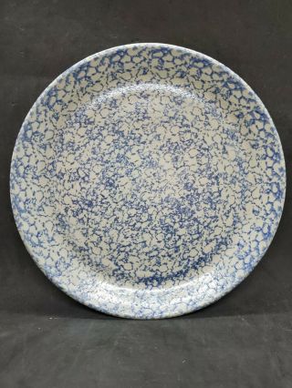 Bbp Beaumont Brothers Pottery 1998 Clay Salt Glaze 9.  5 " Plate Blue Floral