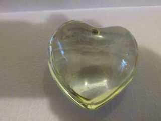 Vintage Baccarat France Crystal Puffed Heart Paperweight Clear Signed