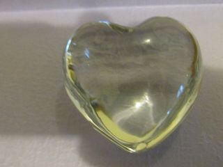 Vintage Baccarat France Crystal Puffed Heart Paperweight Clear Signed 2