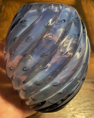 Vintage Murano Italy Art Glass Vase Opalescent Bubble Swirl Design