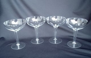 4 Elegant Vintage Large Hollow Stem Coupe Champagne Glasses Mcm