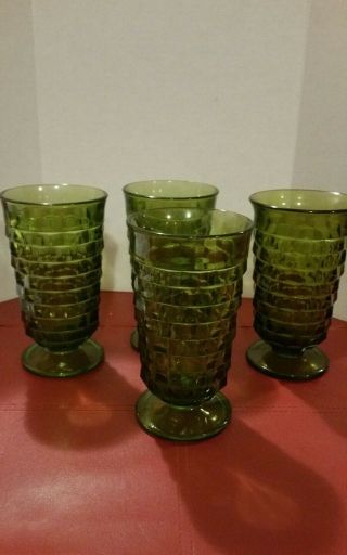 Fostoria American Whitehall Colony Avocado Green Water,  Ice Tea Glasses