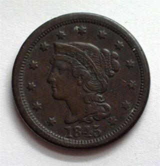 1845 Braided Hair Large Cent Extremely Fine