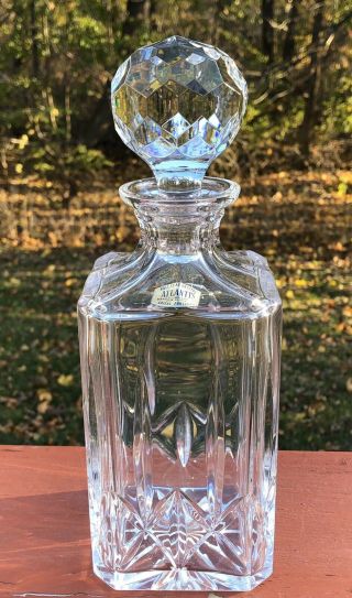 Atlantis Lead Crystal Whiskey Decanter w/Stopper Portugal Labeled 2