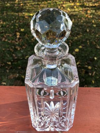 Atlantis Lead Crystal Whiskey Decanter w/Stopper Portugal Labeled 3