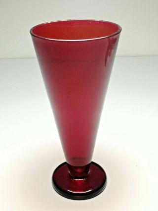 Mcm Vintage Reijmyre Red Drinking Glass/vase Monica Bratt 8 " Tall