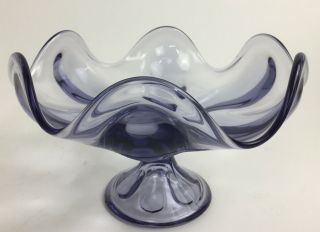 Vintage Viking Glass Epic 6 Petal Footed Bowl Lavender Teaberry 7 Inch