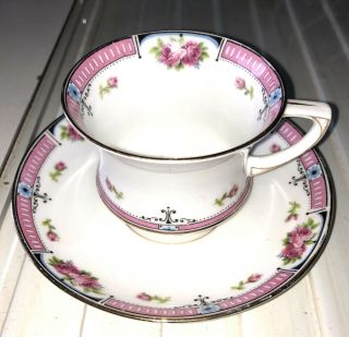 Paragon England Pink Cabbage Rose Fine Bone China Tea Cup And Saucer Gold Edge