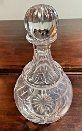 Vintage 11” Heavy Lead Crystal Cut Glass Liquor/ Wine Decanter With Stopper