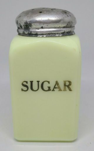Mckee Glass Co.  Sugar Square Range Shaker W/ Lid Custard Glass Glows