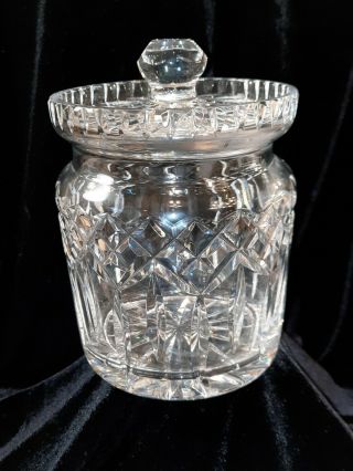 Waterford Crystal Lismore Biscuit Barrel With Lid Cookie Candy Jar 7 " H
