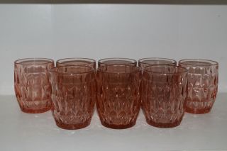 Set Of 8 Vintage Jeannette Windsor Pink Depression Glass 3 - 7/8 " Flat Tumblers