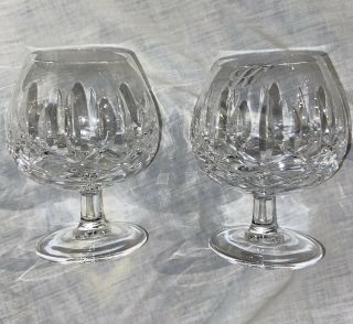 2 Waterford Crystal Mourne Brandy Snifters Glasses Footed “k” Engraved Monogram