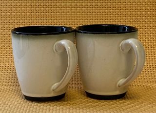 Sango Nova Black 4932 Stoneware Coffee Cups Mugs Set Of Two