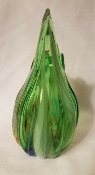 Vintage Fratelli Toso Fluted Art Glass Green Vase Pitcher 2