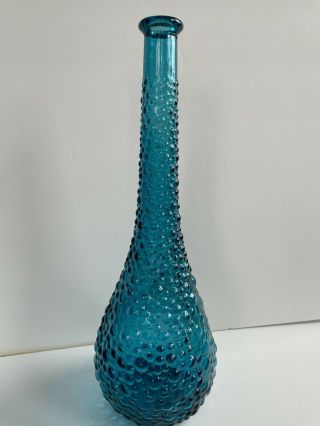 Vintage Blue Bubble Genie Bottle Decanter Empoli Made In Italy 15.  5 "
