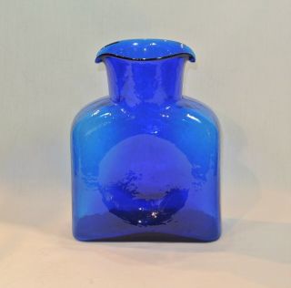 Blenko Glass Cobalt Blue Water Bottle Pitcher Carafe Signed Richard Blenko 2000