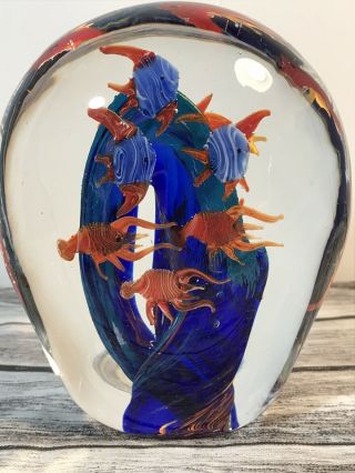 Murano Art Tropical Fish Aquarium Art Glass Sculptured Paperweight