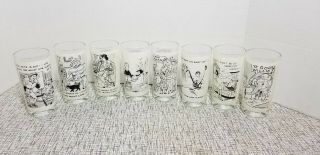 8 Vintage Adult Funny Risque Comic Drinking Glasses Tumblers Continental Can Co