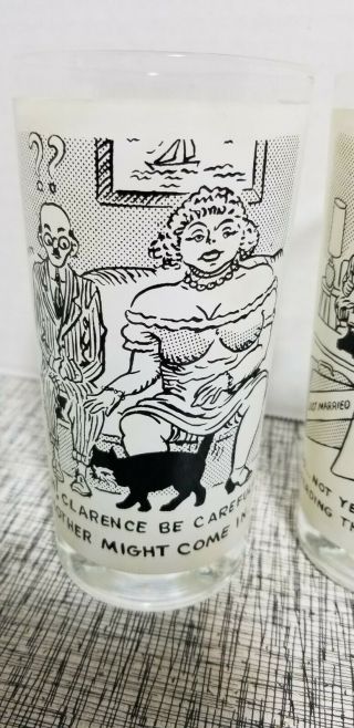 8 VINTAGE ADULT FUNNY RISQUE COMIC DRINKING GLASSES TUMBLERS CONTINENTAL CAN CO 3