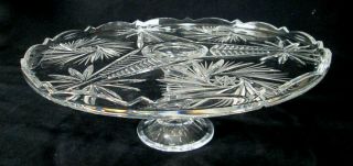 Vintage Pedestal Crystal Glass Cake Plate / Stand Pinwheel Pattern