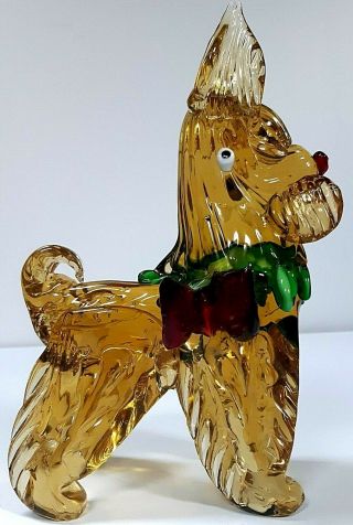 Very Large Vintage Murano Glass Scottie Dog Scottish Terrier Amber 25 Cm Tall