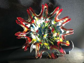 Large Murano - Dish - Bowl - Multi Colored - Near - Art Glass - - Centerpiece - Hand Made