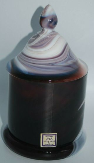 Vintage Imperial Glass End - Of - Day Circa 1850 Purple White Slag Round Candy Jar