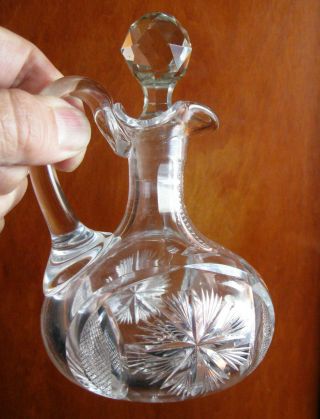 TUTHILL ABP Cut Crystal Glass 6” Cruet / Oil Vinegar Bottle with Stopper 3