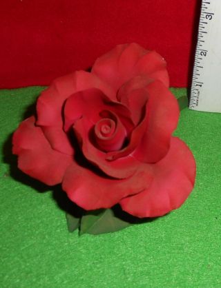 Lqqk Capodimonte [ Red Rose ] Porcelain Flower Figurine