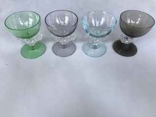 4 Vintage Morgantown Rooster Stem Cocktail/sorbet Glasses