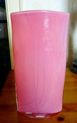 Large Vintage Retro Pink Glass Vase 12 "