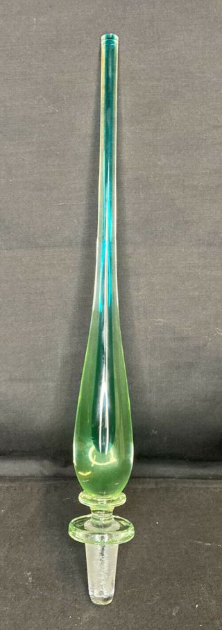 Vintage Green Italian Glass Genie Bottle Stopper 32cm Long - Empoli