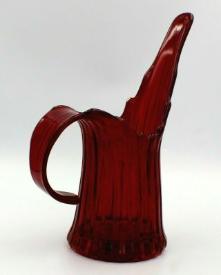 Fostoria Heirloom Pattern Art Glass Red Ribbed Pitcher/vase Vintage