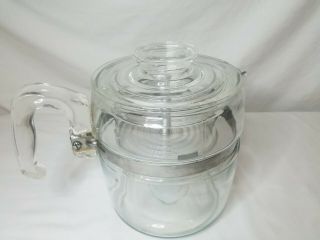 VINTAGE PYREX CLEAR 6 CUP COFFEE POT WITH LID AND INSIDES 2