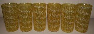 SET OF 6 SPAGHETTI STRING YELLOW TUMBLERS BY SHAT - R - PRUF COLOR CRAFT 3