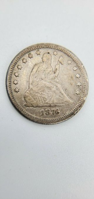 1876 - Cc (carson City) Seated Liberty Quarter Dollar