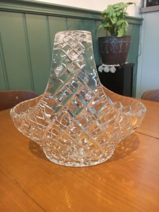 Heavy Crystal Deco Basket Style Large Vase 1940 