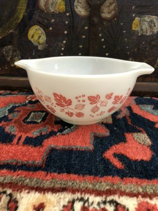Vintage 441 Pyrex White And Pink Gooseberry 1 1/2 Pt Ovenware Nesting Bowl